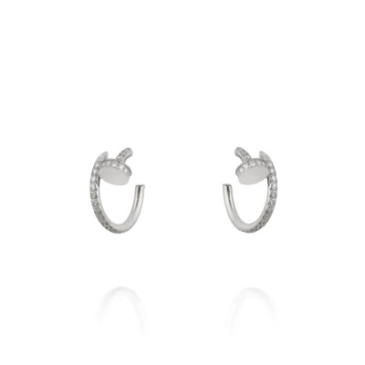 CARTIER JUSTE UN CLOU HOOP EARRINGS SMALL MODEL PAVED REF. B8301431